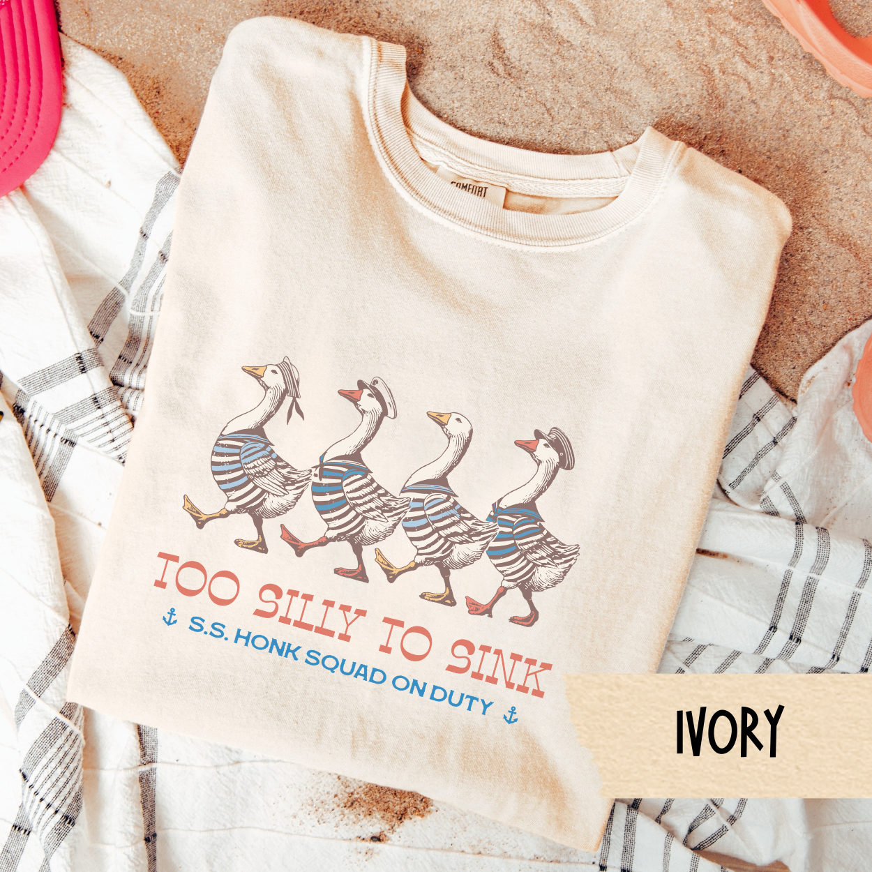 Too Silly to Sink Shirt, Funny Nautical Goose Tee, S.S. Honk Squad T-Shirt, Silly Goose Summer Shirt, Silly Animal Beach Graphic Tee