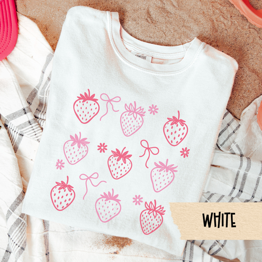 Strawberry Shirt, Cute Summer Fruit Tee, Coquette Aesthetic Shirt, Cottagecore Graphic Tee, Comfort Colors Tee, Soft Girl Top