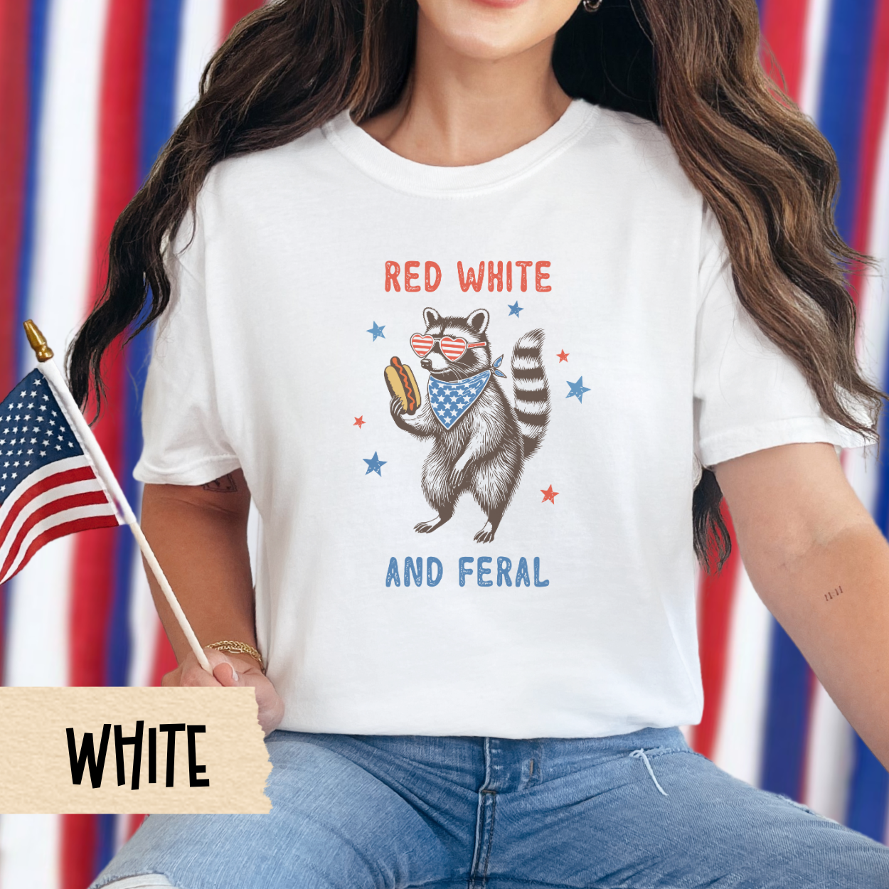 Fourth of July shirt, funny patriotic tee, red white and feral shirt, Comfort Colors shirt, raccoon graphic tee, USA 4th of July unisex