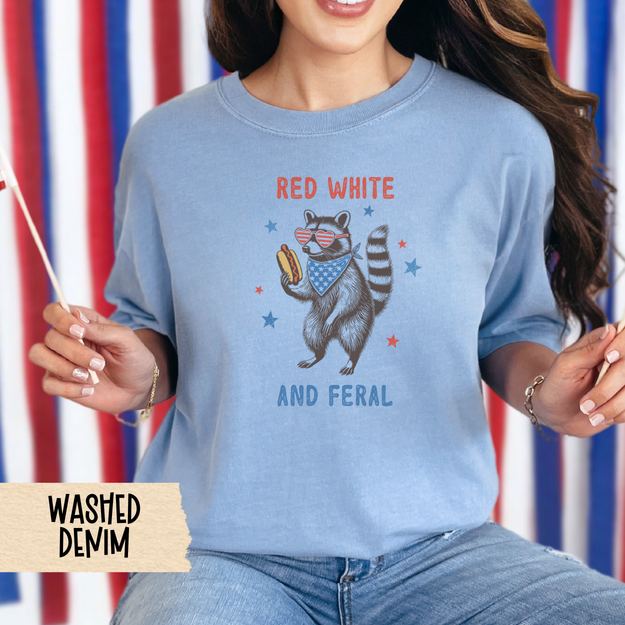 Fourth of July shirt, funny patriotic tee, red white and feral shirt, Comfort Colors shirt, raccoon graphic tee, USA 4th of July unisex