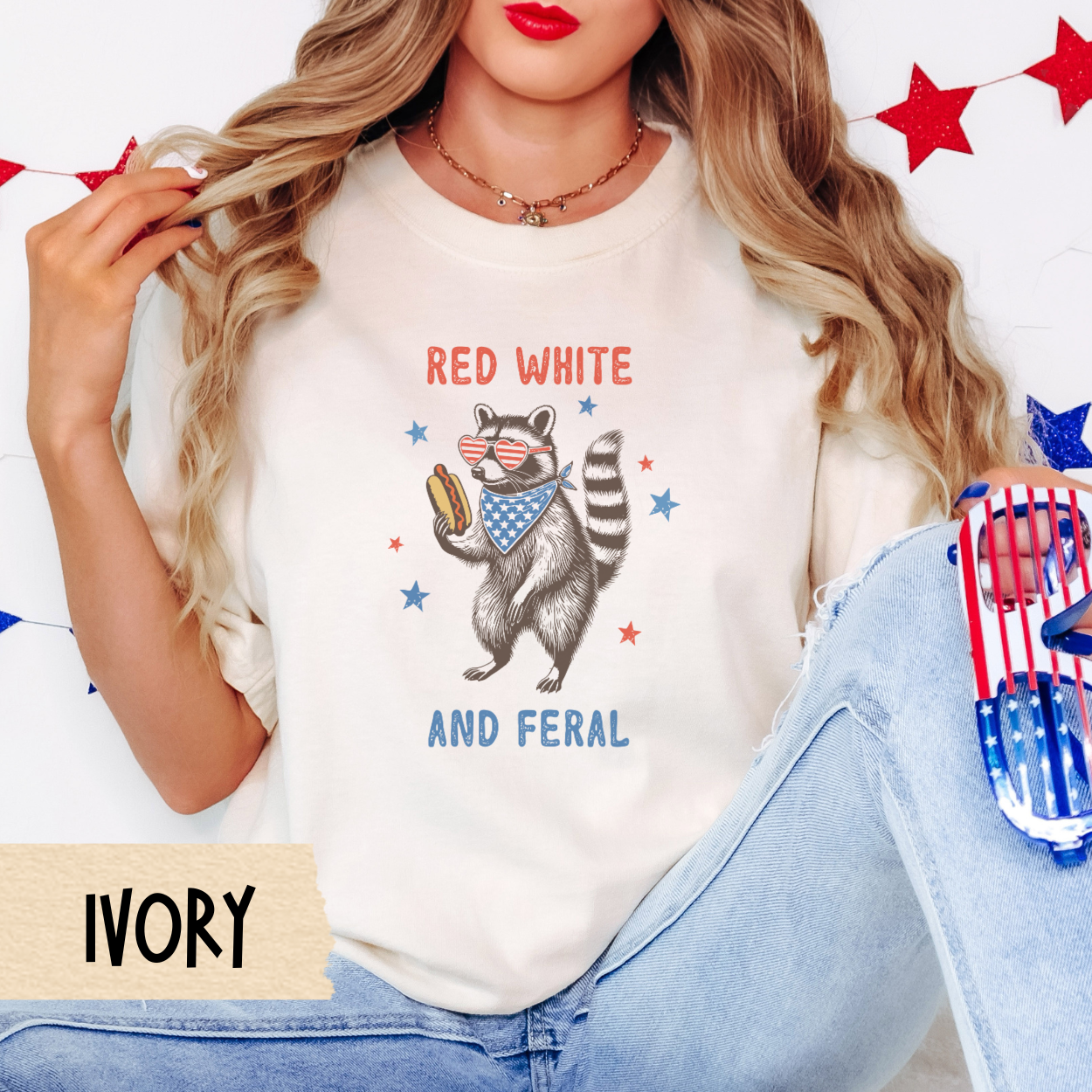 Fourth of July shirt, funny patriotic tee, red white and feral shirt, Comfort Colors shirt, raccoon graphic tee, USA 4th of July unisex