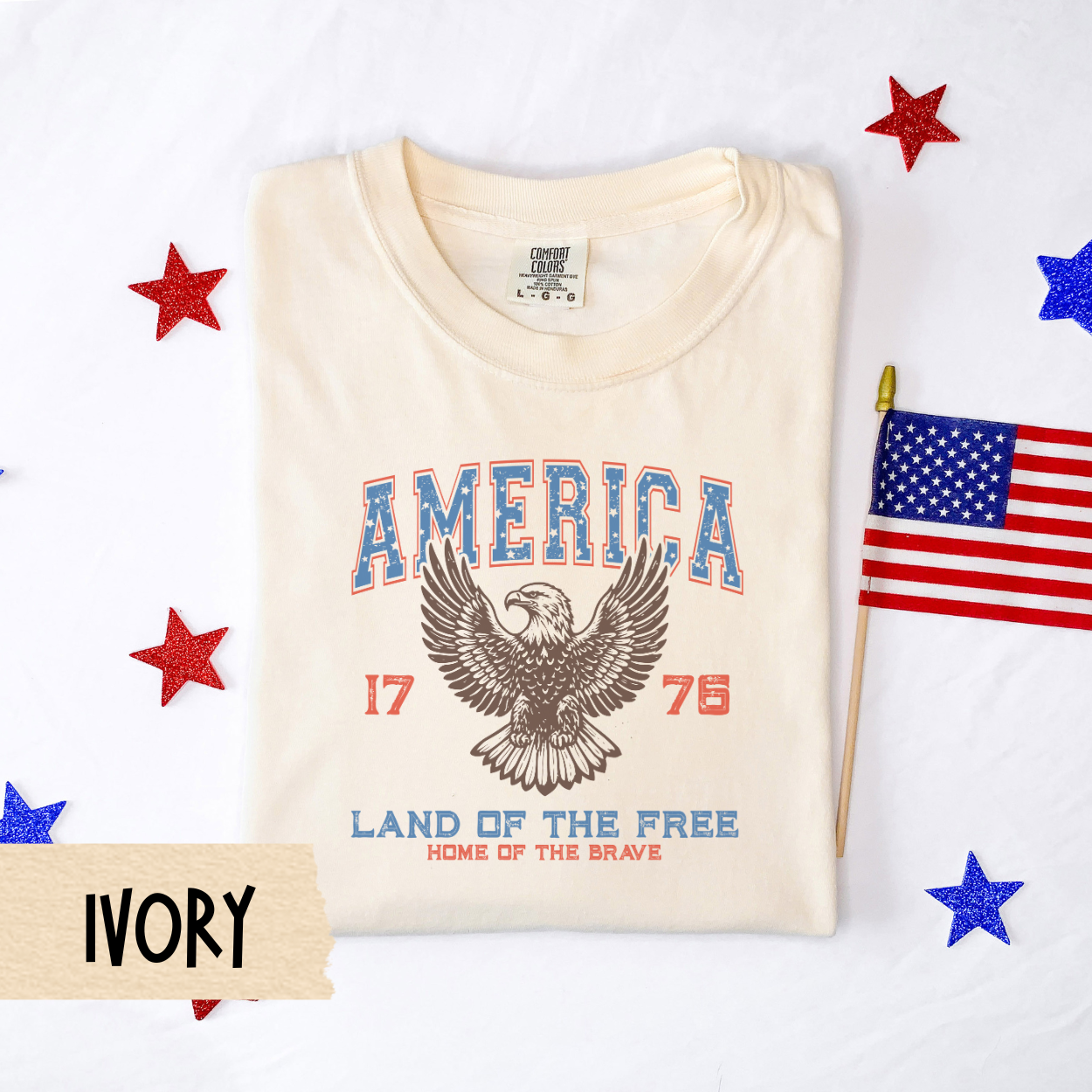 Fourth of July shirt, America 1776 tee, patriotic eagle shirt, Land of the Free shirt, vintage USA shirt, Comfort Colors tee, july 4 top