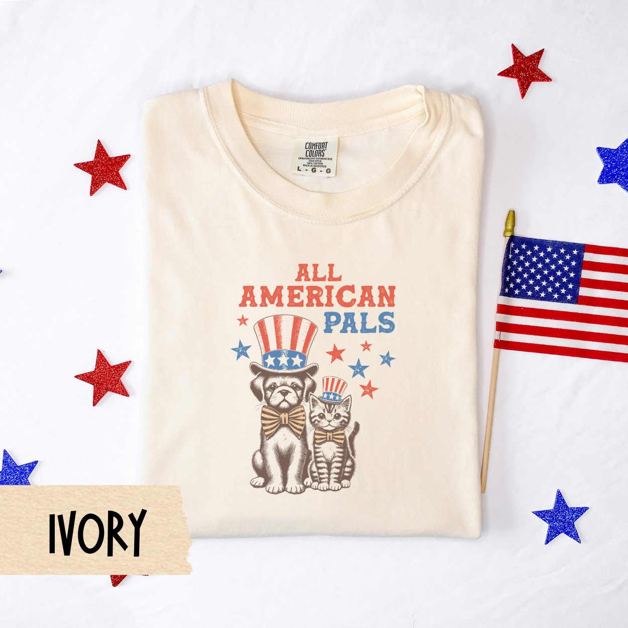Fourth of July shirt, patriotic pet shirt, All American Pals tee, USA dog cat shirt, Comfort Colors tee, 4th of July shirt, animal lover