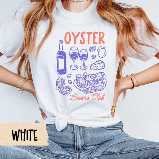 Oyster Wine Shirt, Seafood Lover Tee, Comfort Colors T-Shirt, Coastal Picnic Style, Gourmet Graphic Shirt, Mediterranean Foodie Top