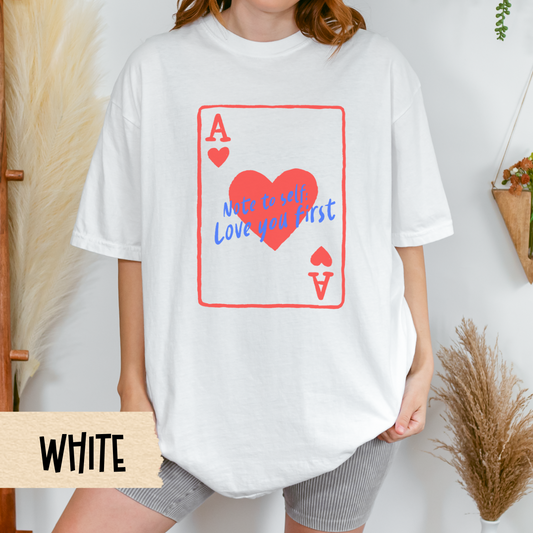 Self Love Comfort Colors Shirt, Positive Quote Graphic Tee, Retro Heart T Shirt, Love Yourself Comfort Tee, Mental Health Gift for Her