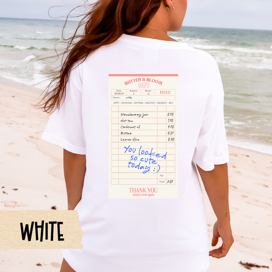 Guest Check Graphic Tee, Croissant Jam Doodle Shirt, Ivory Oversized T-Shirt, Cafe Aesthetic Tee, Comfort Colors Vintage Shirt