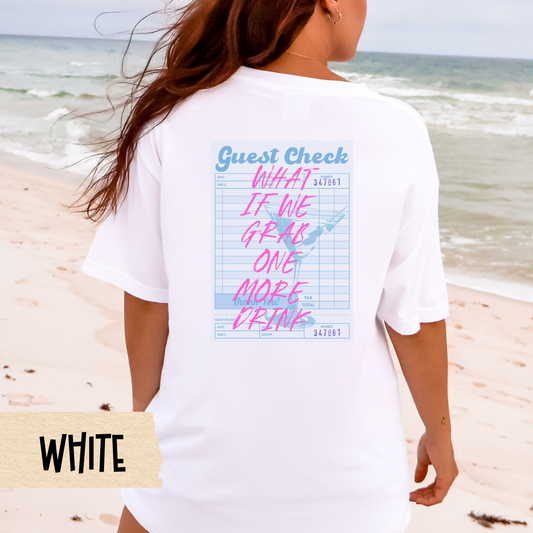 Guest Check Shirt, One More Drink Tee, Martini Graphic Shirt, Oversized Comfort Colors Tee, Night Out Graphic Tee, Girl Dinner Shirt