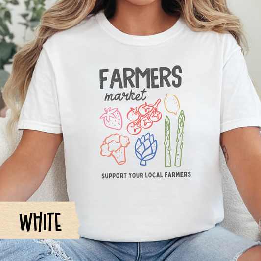 Farmers Market Shirt, Comfort Colors Veggie Tee, Support Local Farmers T-Shirt, Organic Grocery Style Top, Summer Market Shirt