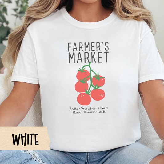 Farmers Market Shirt, Tomato Graphic Tee, Comfort Colors Veggie Top, Organic Food Market Shirt, Garden Fresh T-Shirt, Handmade Goods Tee