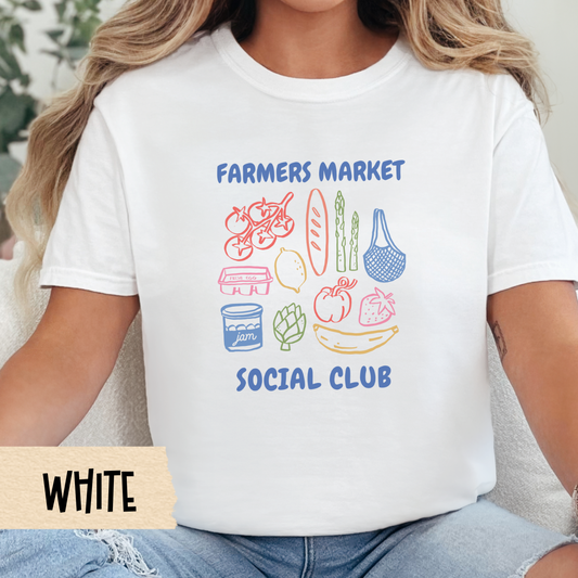Farmers Market Social Club Shirt, Comfort Colors Foodie Tee, Cute Grocery Graphic Top, Local Produce Club T-Shirt, Farm Fresh Aesthetic