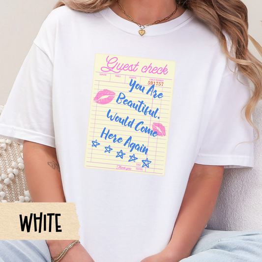 You Are Beautiful Shirt, Comfort Colors Guest Check Tee, Cute Flirty Graphic T-Shirt, Soft Girl Pastel Aesthetic Top, Compliment Tee