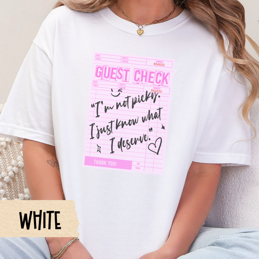 Sassy Comfort Colors Tee, Pink Guest Check Graphic Shirt, Aesthetic Quote T-Shirt for Women, Soft Girl Retro Style Top, Cute Gift Tee