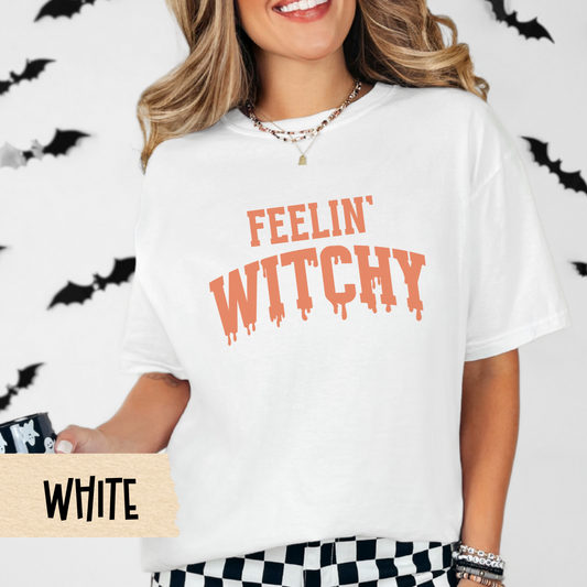 Feelin' Witchy Halloween Shirt, Funny Fall Graphic Tee for Women, Spooky Season Witch Shirt, Cute Retro Halloween Aesthetic T-Shirt