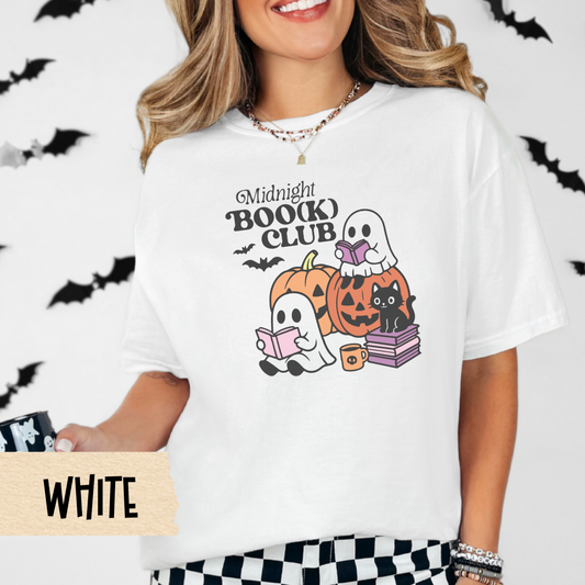 Cute Ghost Reading Halloween Shirt, Comfort Colors Bookish Fall Tee, Spooky Season Shirt for Women, Cozy Pumpkin Aesthetic Top