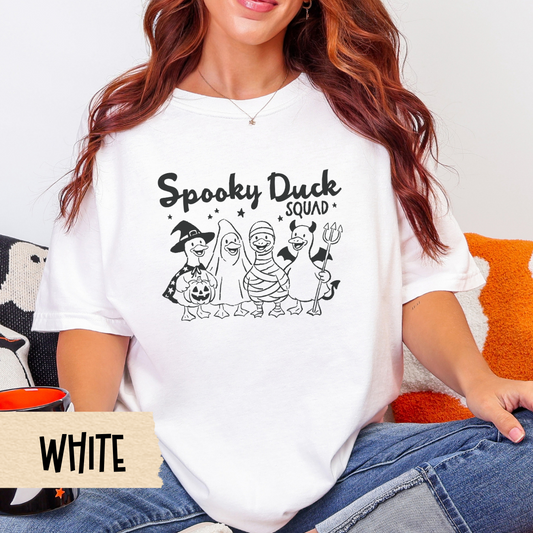 Halloween Shirt, Spooky Duck Squad, Funny Goose Costume Tee, Comfort Colors 1717 Fall Shirt, Witch Ghost Mummy Devil Ducks