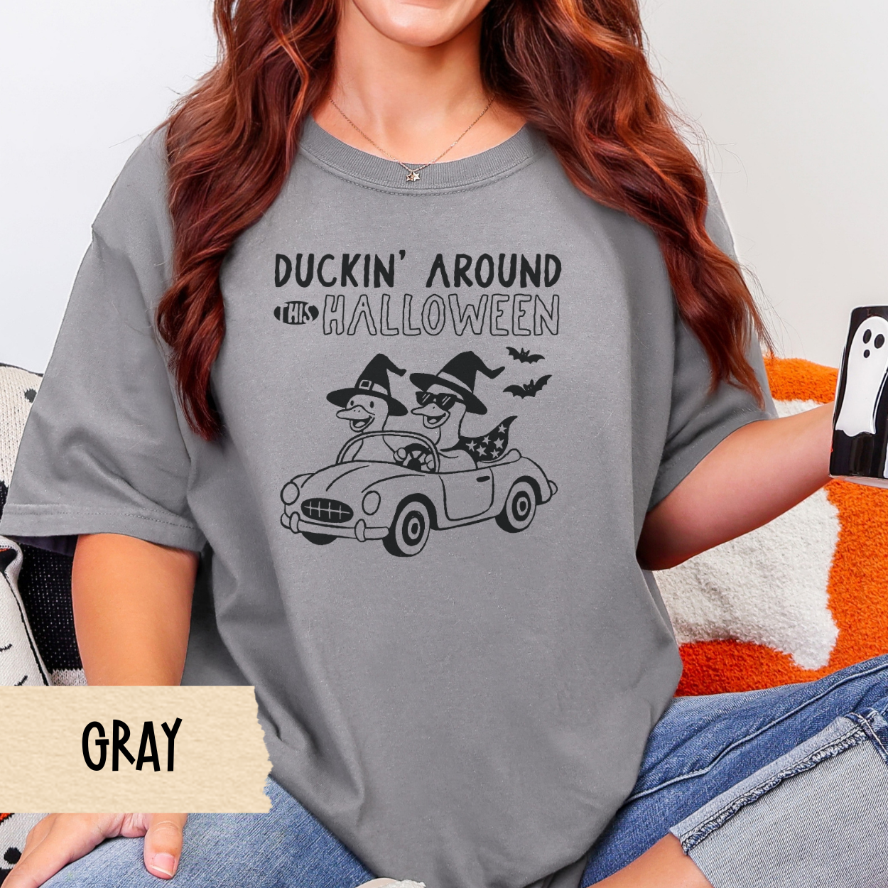 Halloween Shirt, Duckin Around This Halloween, Funny Goose Witch Shirt, Comfort Colors 1717 Tee, Cute Duck Graphic Fall Shirt