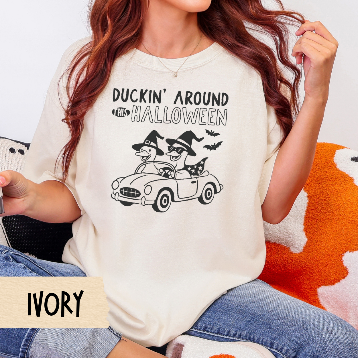 Halloween Shirt, Duckin Around This Halloween, Funny Goose Witch Shirt, Comfort Colors 1717 Tee, Cute Duck Graphic Fall Shirt