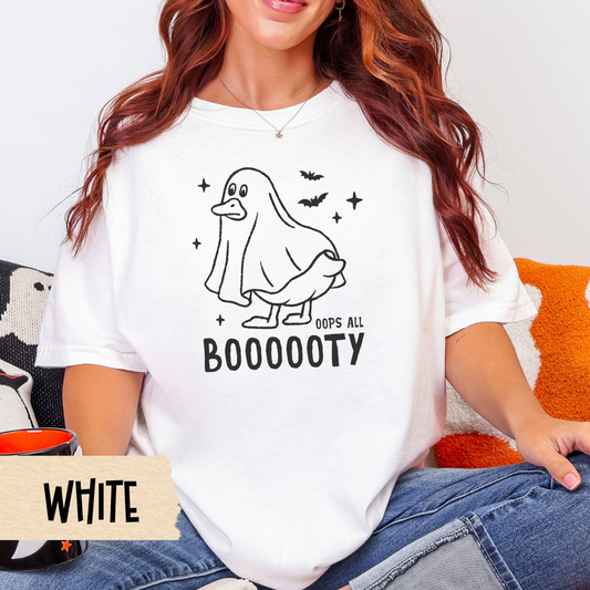 Halloween Shirt, Oops All Booooty, Funny Ghost Duck Tee, Comfort Colors 1717 Fall Shirt, Spooky Cute Graphic, Duck Butt Pun Shirt
