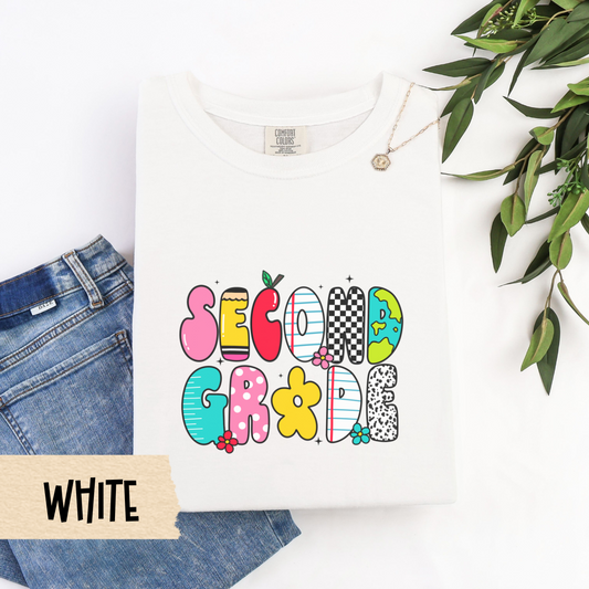 Retro Second Grade Teacher Shirt, Comfort Colors 1717 Tee, 2nd Grade Back To School Shirt, Cute Teacher Tee, First Day Teacher Outfit