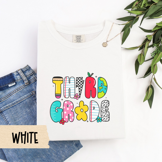 Retro Third Grade Teacher Shirt, Comfort Colors 1717 Tee, 3rd Grade Back To School Shirt, Cute Teacher Outfit, First Day Teacher Tee