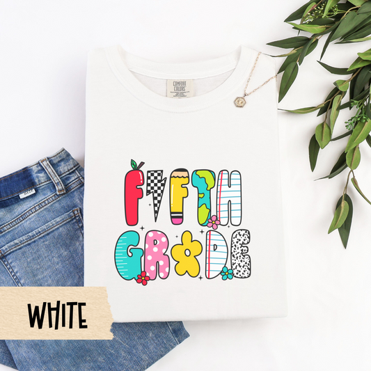 Retro Fifth Grade Teacher Shirt, Comfort Colors 1717 Tee, 5th Grade Back To School Shirt, Cute Teacher Tee, First Day Teacher Outfit