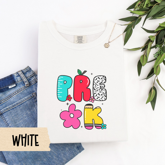 Retro Pre-K Teacher Shirt, Comfort Colors 1717 Tee, Pre-K Back To School Shirt, Cute Preschool Teacher Tee, First Day Teacher Shirt