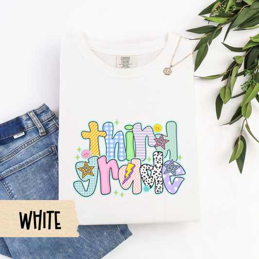 Third Grade Teacher Shirt, 3rd Grade Back To School Tee, Fun Teacher Outfit, Colorful Comfort Colors Tee, First Day School Shirt