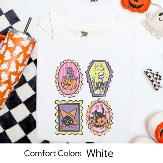 Dead Inside Skeleton Shirt, Cute Halloween Cat Pumpkin Tee, Comfort Colors Fall T Shirt, Pastel Goth Spooky Graphic, Witchcore Tee