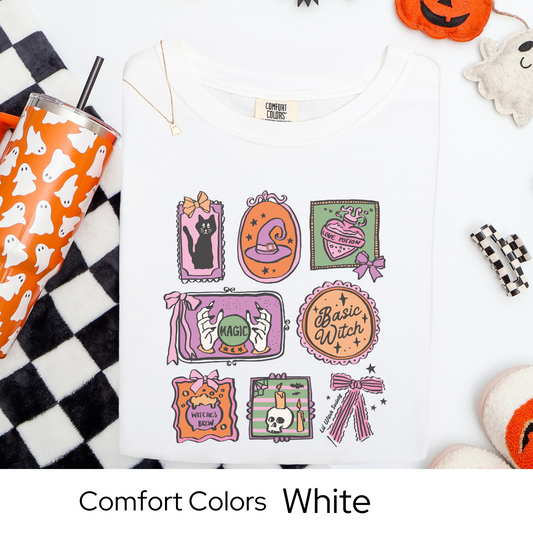 Basic Witch Shirt, Pastel Witchy Halloween Tee, Comfort Colors Fall T Shirt, Cute Magic Graphic Tee, Love Potion Spell Shirt for Women