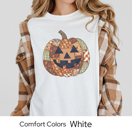 Halloween Shirt, Fall Pumpkin Shirt, Jack O Lantern Tee, Comfort Colors Halloween, Patchwork Pumpkin Shirt, Fall Graphic Tee, Cute Fall