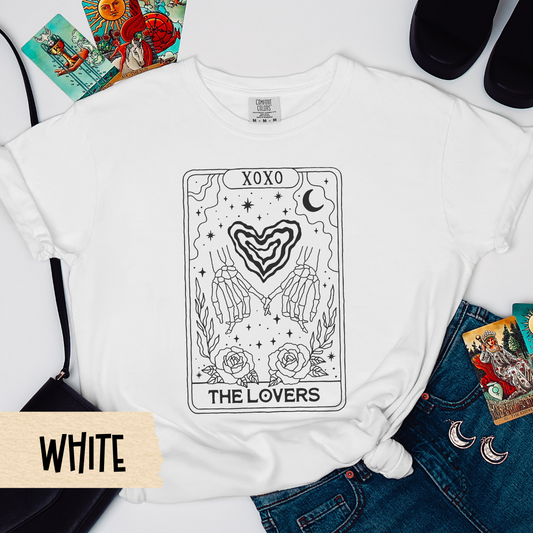 The Lovers Tarot Shirt, Skeleton Love Comfort Colors Tee, Gothic Valentine's Shirt, Witchy Couple Gift, Spooky Romance Skeleton Tee