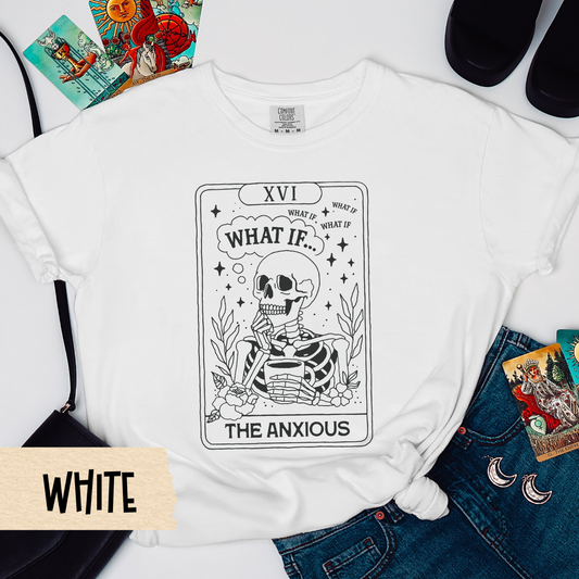 Anxious Tarot Shirt, What If Skeleton Tee, The Anxious Comfort Colors Shirt, Funny Mental Health Gift, Witchy Gothic Tarot T-Shirt