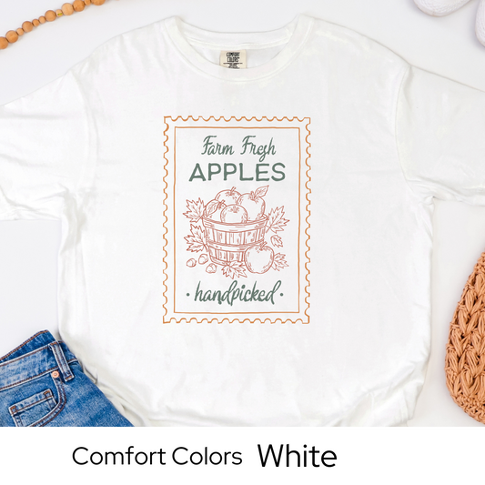 Apple Picking Fall Shirt, Comfort Colors Tee, Farm Fresh Autumn Graphic T-Shirt, Handpicked Fruit Design, Cute Fall Shirt for Women