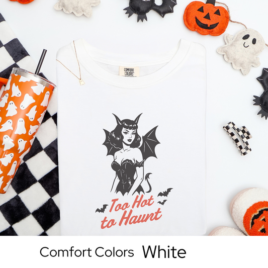 Retro Devil Halloween Shirt, Vintage Pinup Girl Graphic Tee, Spooky Season Comfort Colors Top, Fall Gothic Style TShirt