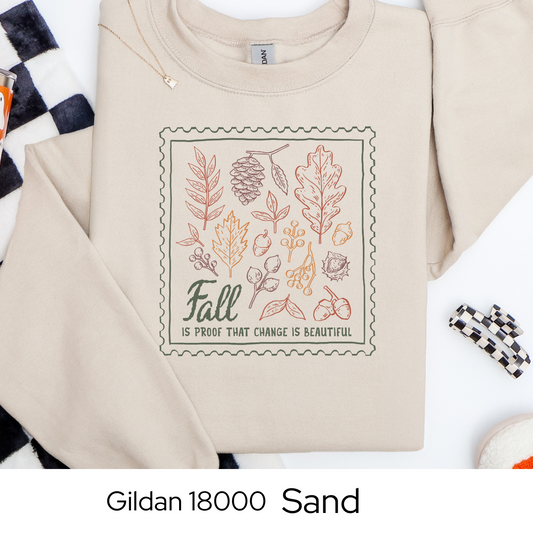 Fall Crewneck Sweatshirt, Autumn Leaves Pullover, Cozy Fall Aesthetic Sweater, Gildan 18000 Crew, Gift for Her, Teacher Fall Sweatshirt