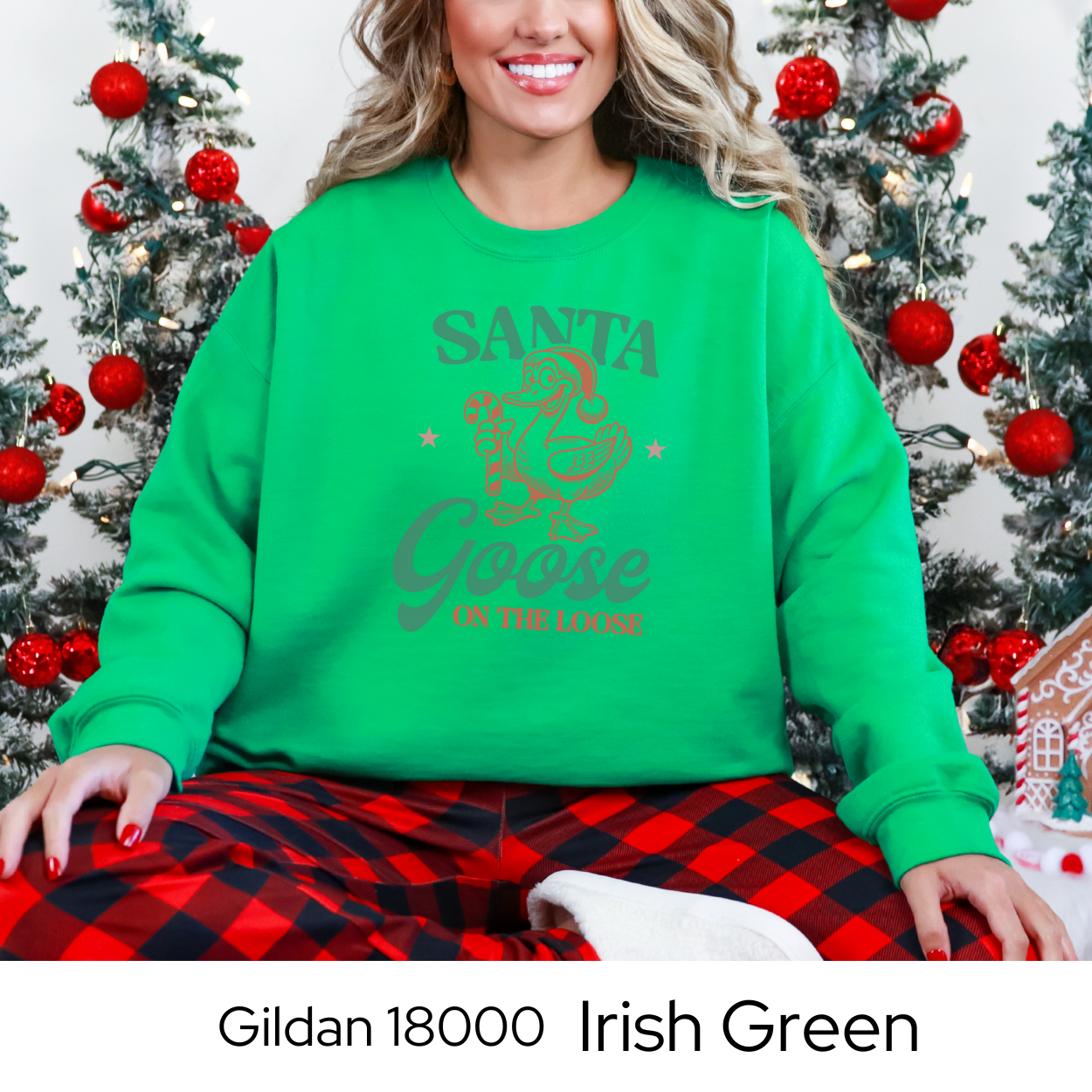 Funny Christmas Sweatshirt, Santa Goose Holiday Crewneck, Cozy Gildan 18000 Pullover, Christmas Humor Sweater, Gift Idea for Women