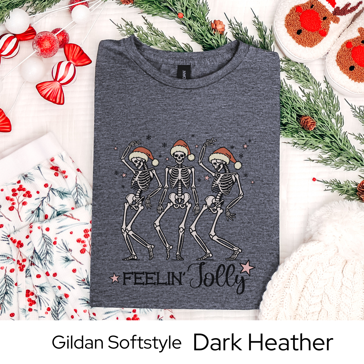 Christmas Skeleton Dance Shirt, Funny Holiday Graphic Tee for Men Women Teens, Spooky Christmas Party Outfit, Unique Xmas Gift Idea
