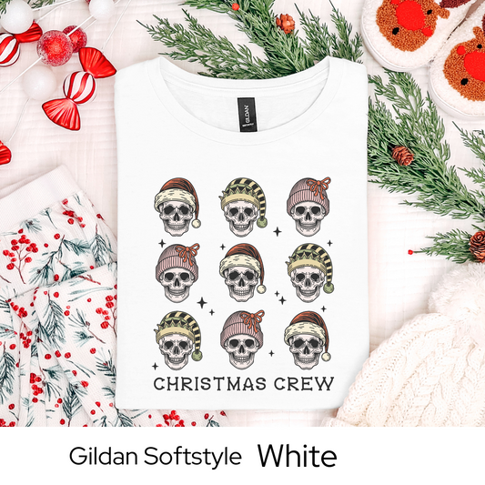Christmas Crew Skeleton Shirt, Funny Holiday Graphic Tee for Men Women Teens, Spooky Xmas Party Outfit, Alternative Gift Idea