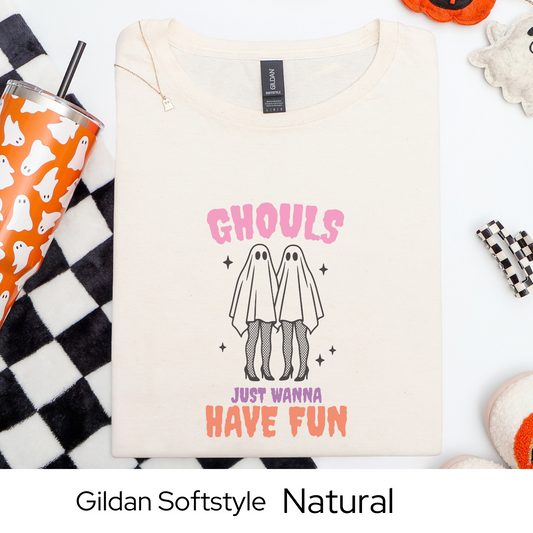Ghouls Just Wanna Have Fun Shirt, Funny Halloween Tee for Women, Spooky Season Graphic Top, Trendy Fall Outfit Shirt with Ghosts