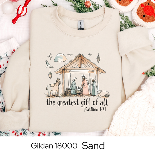 Christian Christmas Sweatshirt, Nativity Scene Sweater, Bible Verse Holiday Shirt, Religious Christmas Gift, Cozy Faith Crewneck