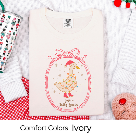 goose christmas shirt, jolly goose holiday tee, cute christmas gift for women, comfort colors top, christmas party shirt, secret santa