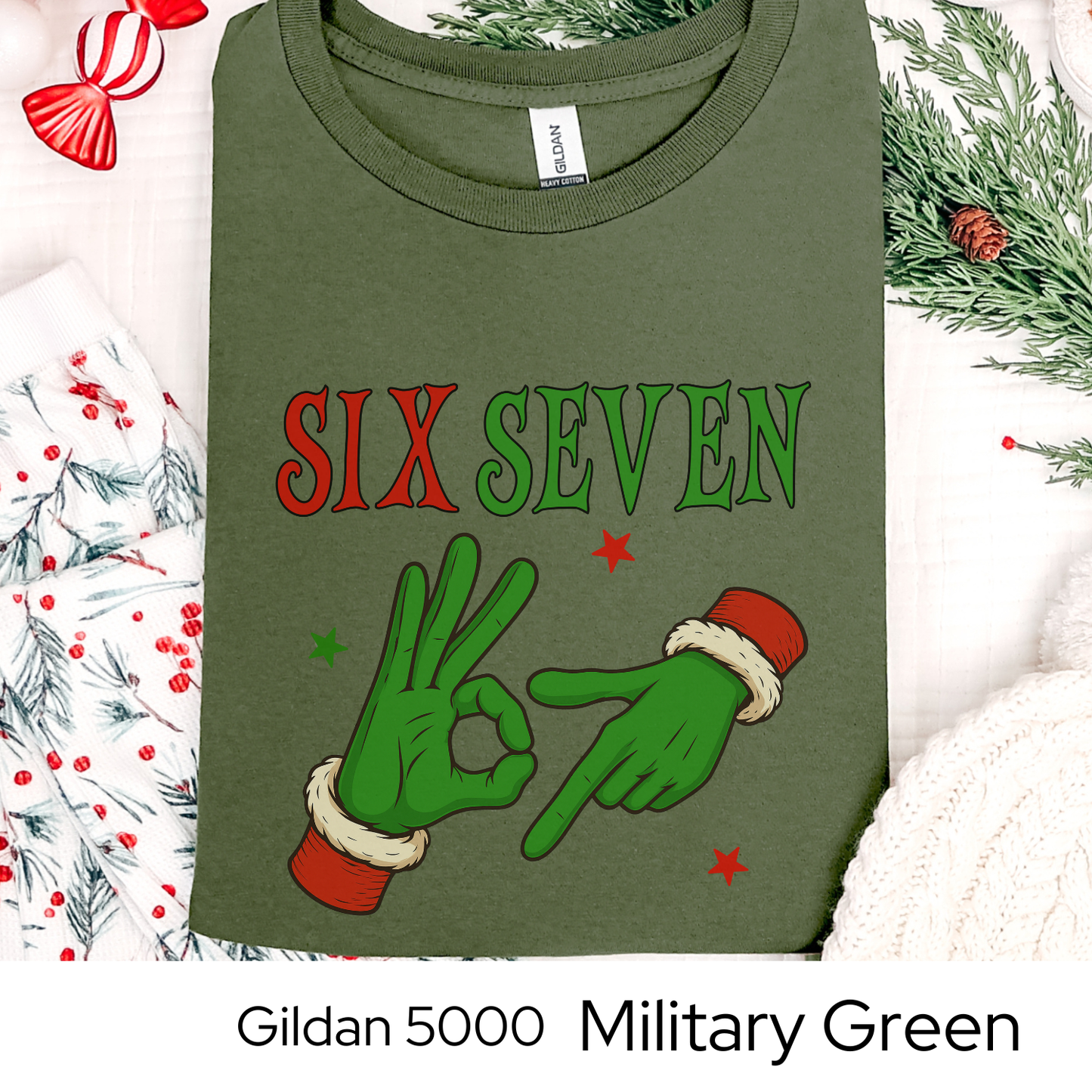 Funny Christmas Shirt, 6 7 Six Seven Meme Tee, Viral Holiday Trend Shirt, Santa Hands Christmas Graphic Tee, Teen Gift Idea, Holiday Humor