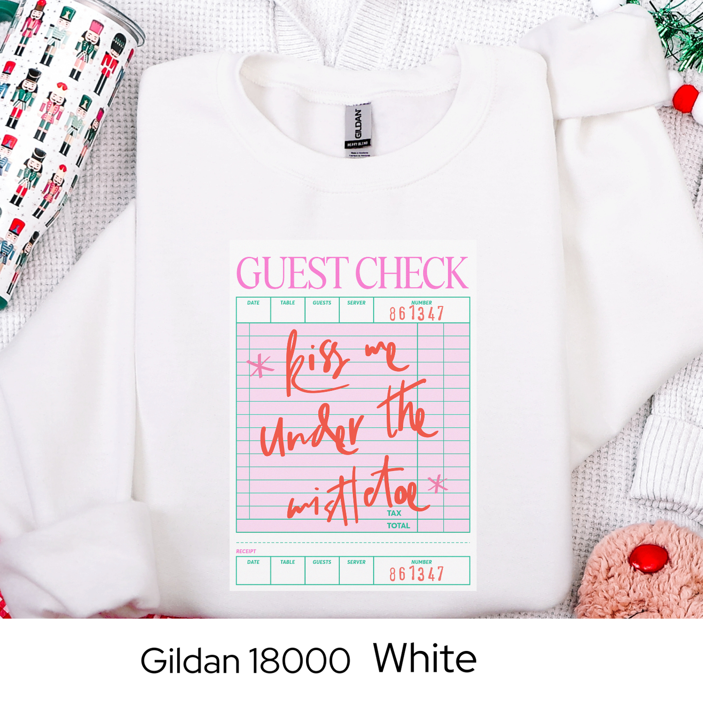 Kiss Me Under the Mistletoe Sweatshirt, Guest Check Christmas Crewneck, Romantic Holiday Sweatshirt Gift for Her, Cozy Winter Top