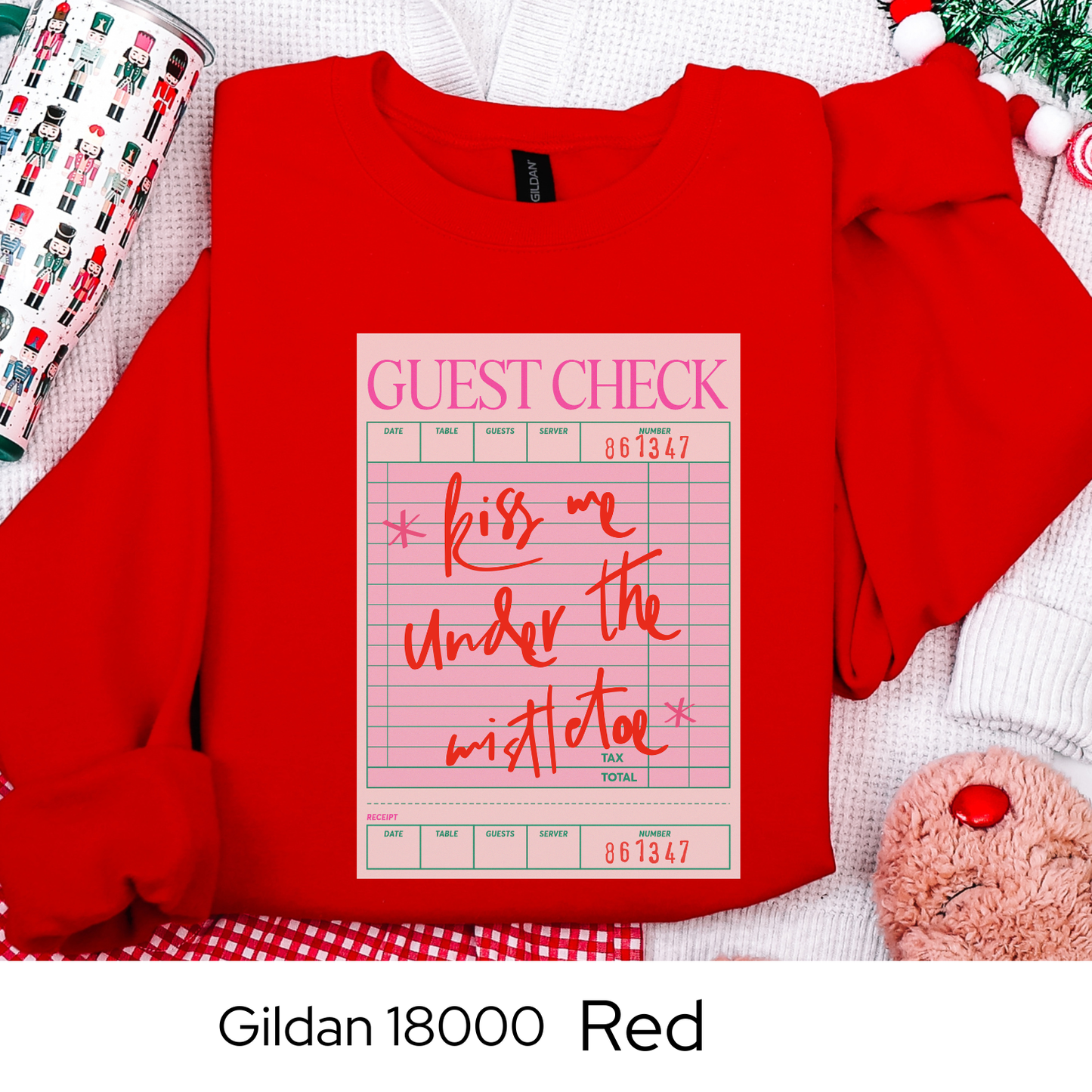 Kiss Me Under the Mistletoe Sweatshirt, Guest Check Christmas Crewneck, Romantic Holiday Sweatshirt Gift for Her, Cozy Winter Top