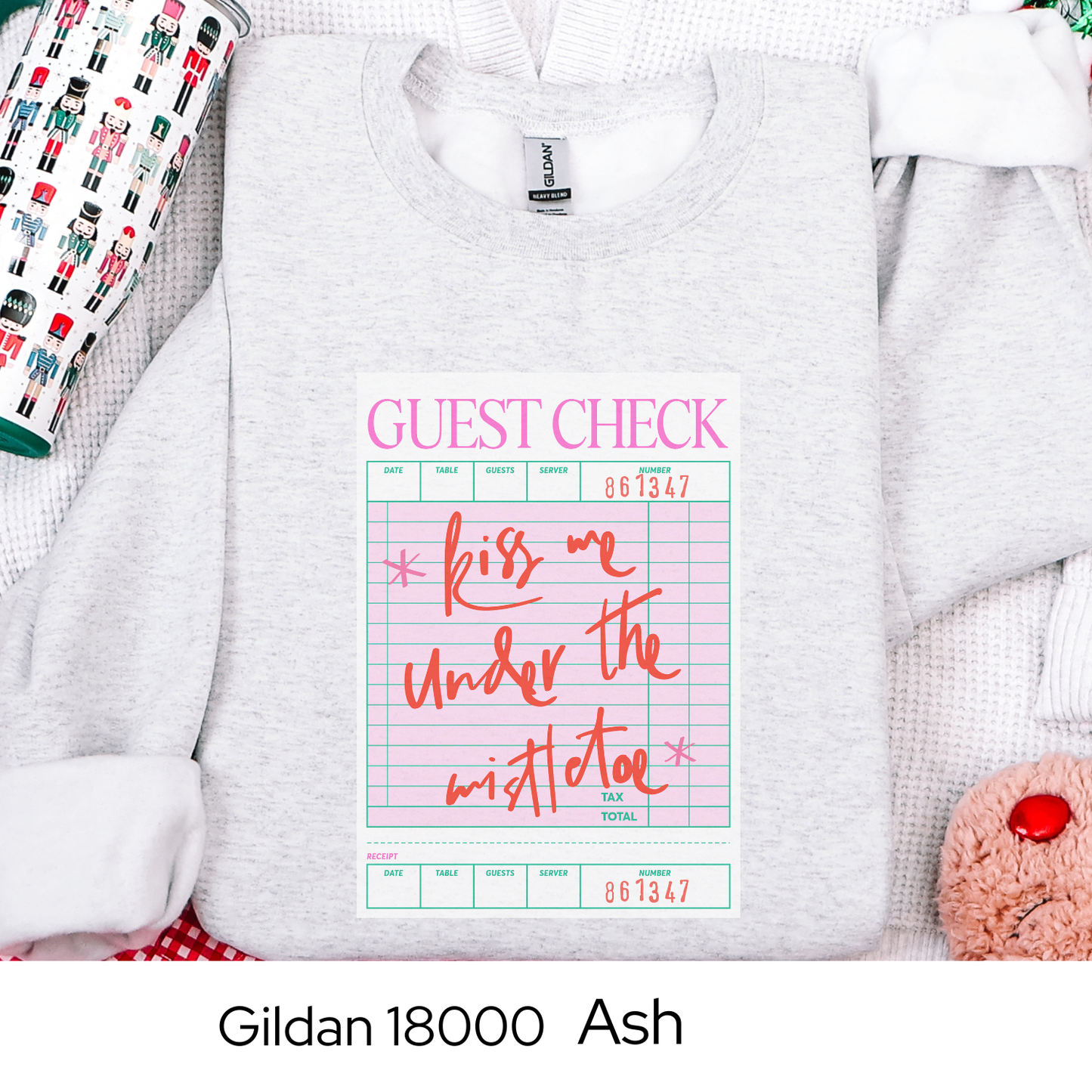 Kiss Me Under the Mistletoe Sweatshirt, Guest Check Christmas Crewneck, Romantic Holiday Sweatshirt Gift for Her, Cozy Winter Top