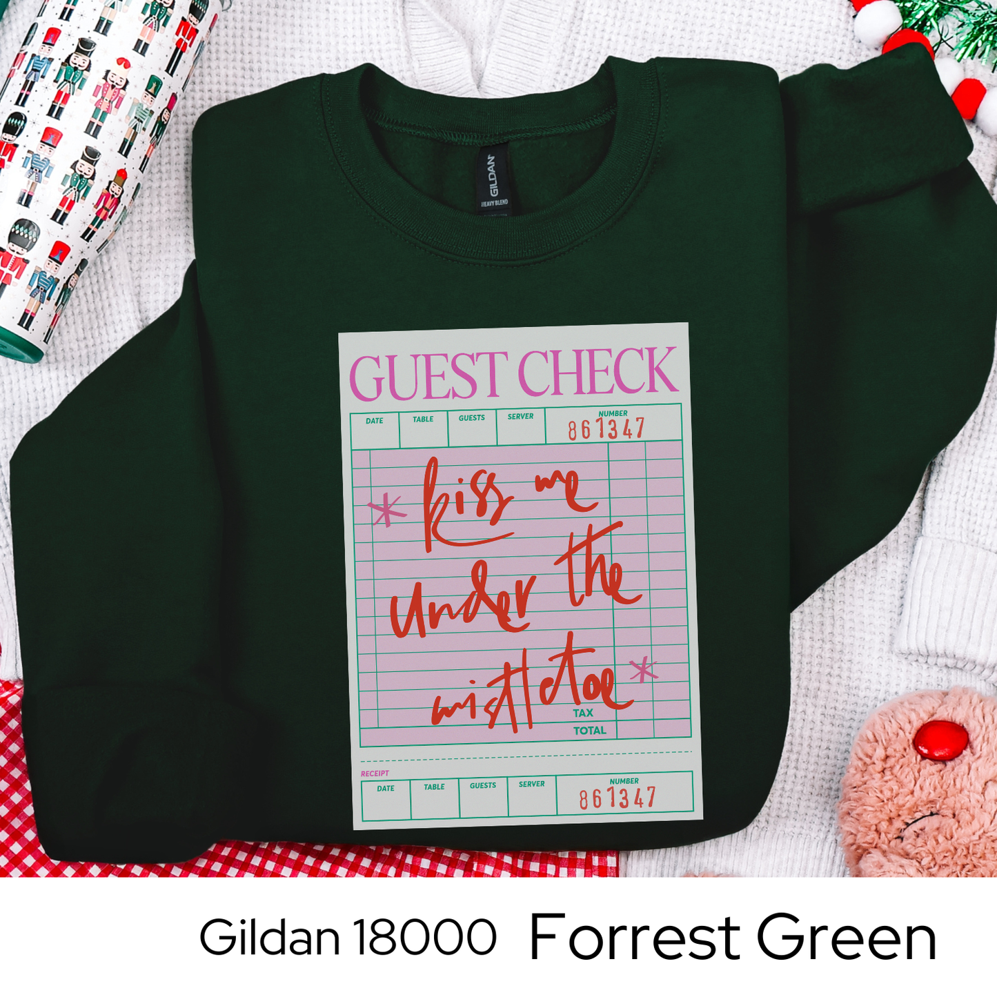 Kiss Me Under the Mistletoe Sweatshirt, Guest Check Christmas Crewneck, Romantic Holiday Sweatshirt Gift for Her, Cozy Winter Top