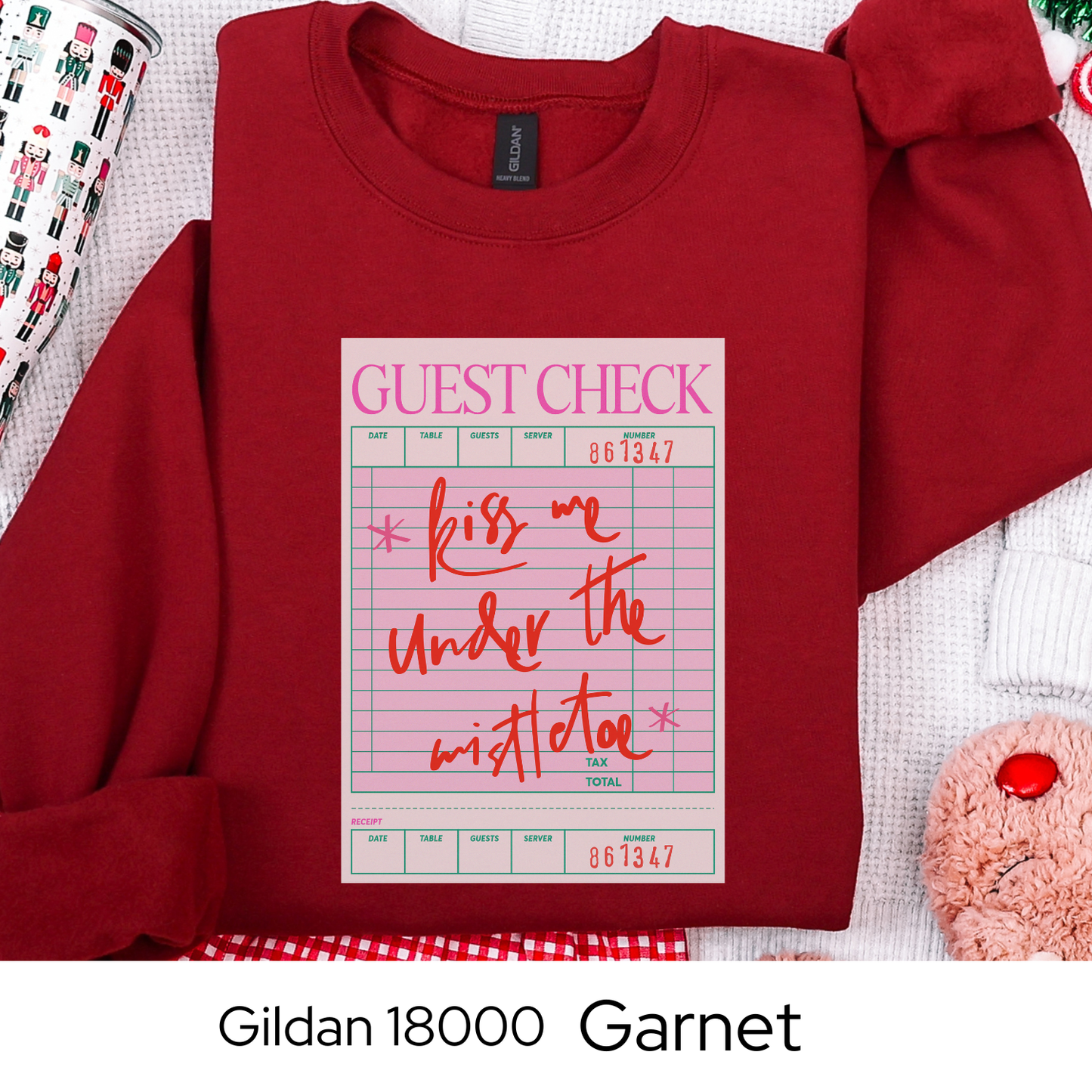 Kiss Me Under the Mistletoe Sweatshirt, Guest Check Christmas Crewneck, Romantic Holiday Sweatshirt Gift for Her, Cozy Winter Top