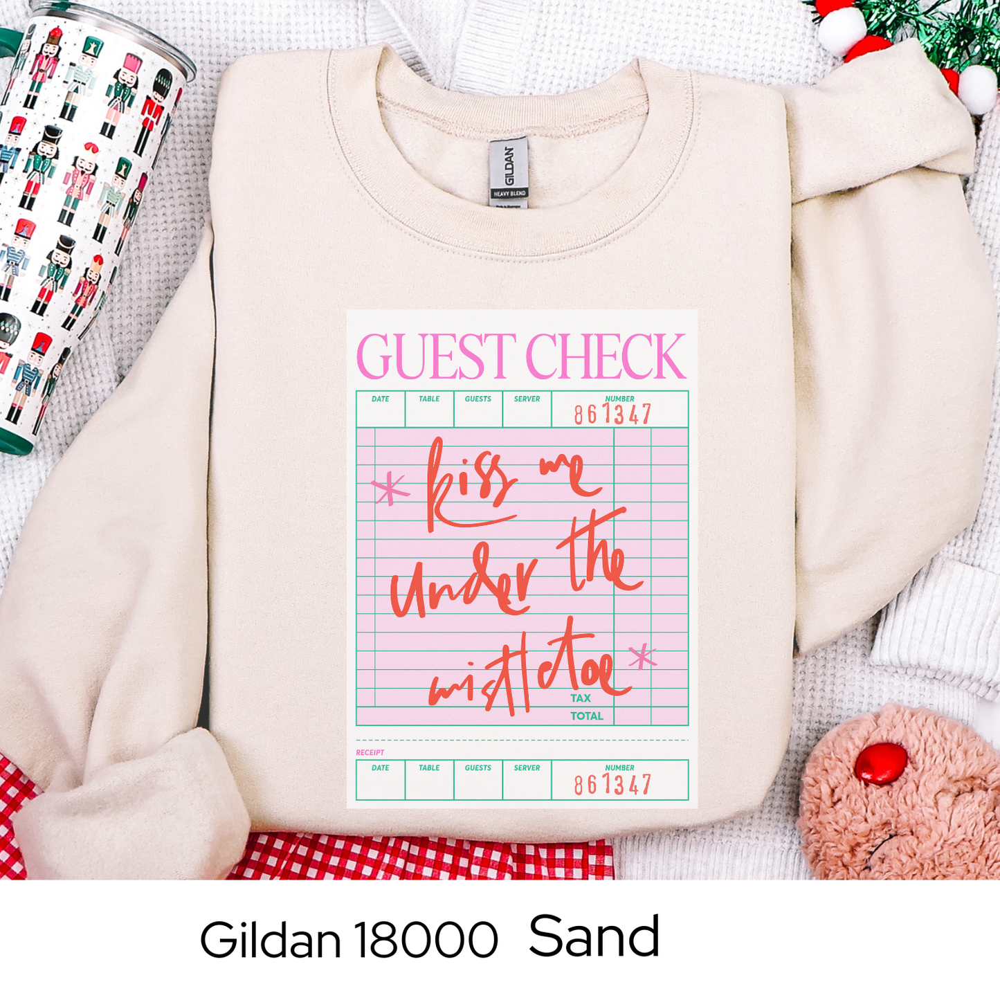 Kiss Me Under the Mistletoe Sweatshirt, Guest Check Christmas Crewneck, Romantic Holiday Sweatshirt Gift for Her, Cozy Winter Top