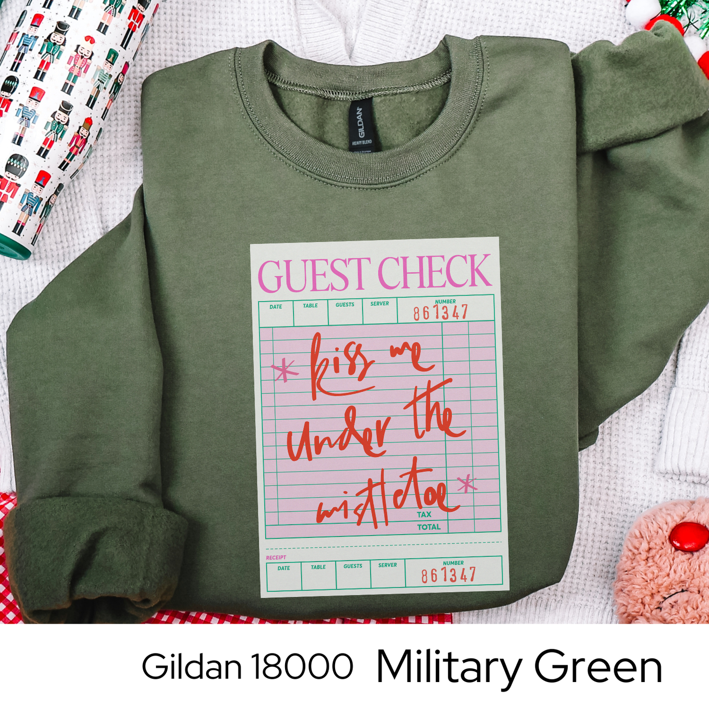 Kiss Me Under the Mistletoe Sweatshirt, Guest Check Christmas Crewneck, Romantic Holiday Sweatshirt Gift for Her, Cozy Winter Top