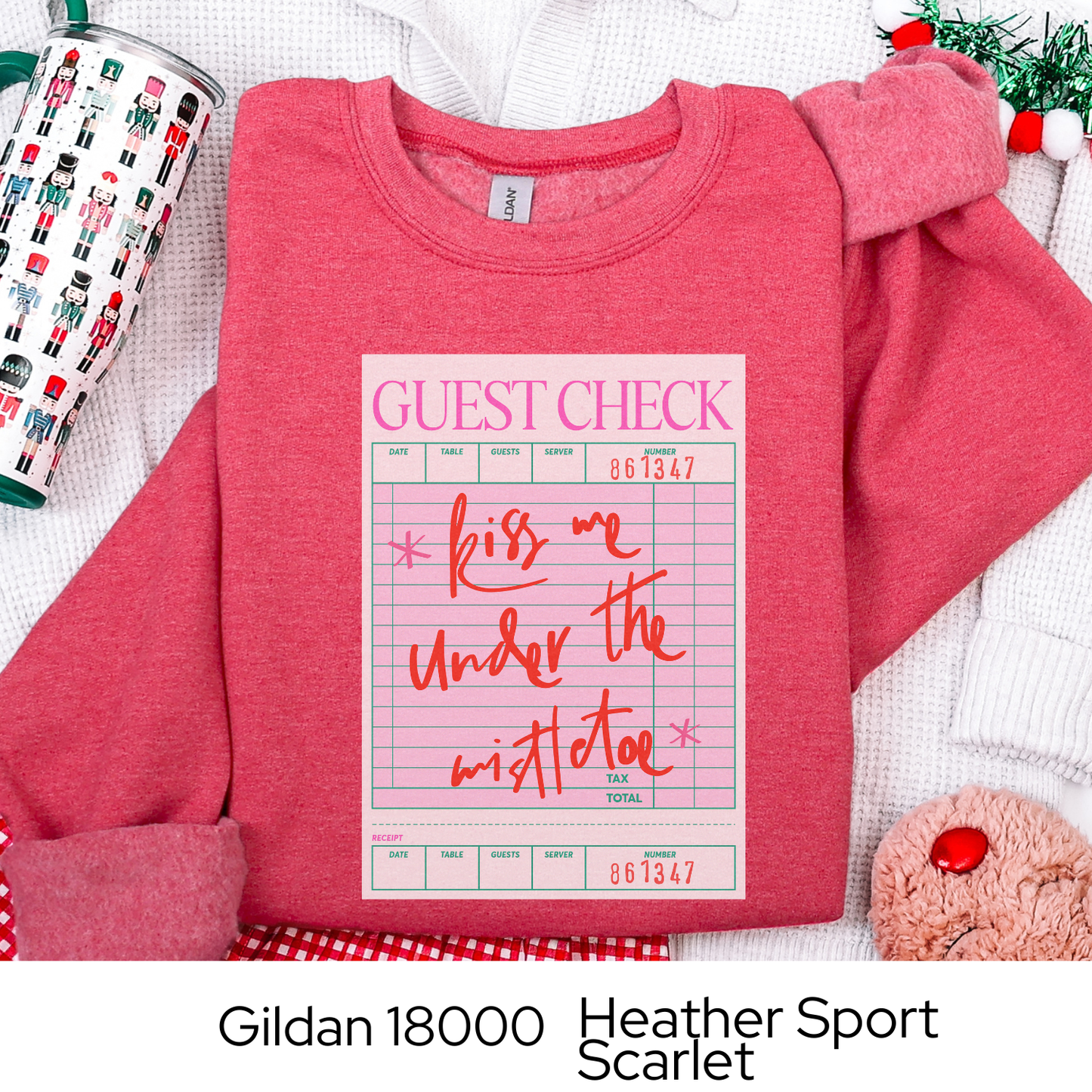 Kiss Me Under the Mistletoe Sweatshirt, Guest Check Christmas Crewneck, Romantic Holiday Sweatshirt Gift for Her, Cozy Winter Top